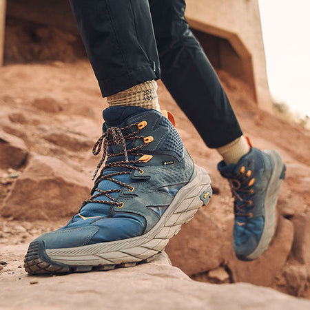 Grey blue hiking shoes